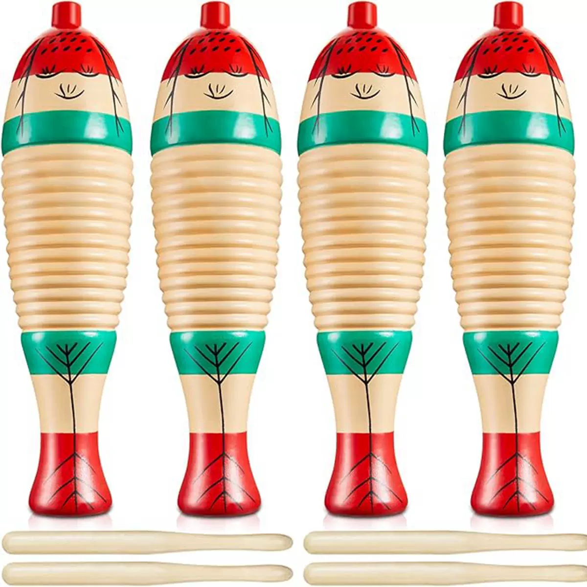 木质鱼娃儿童奥尔夫打击乐器小鱼梆子鱼型木鱼早教音乐教具蛙鸣筒