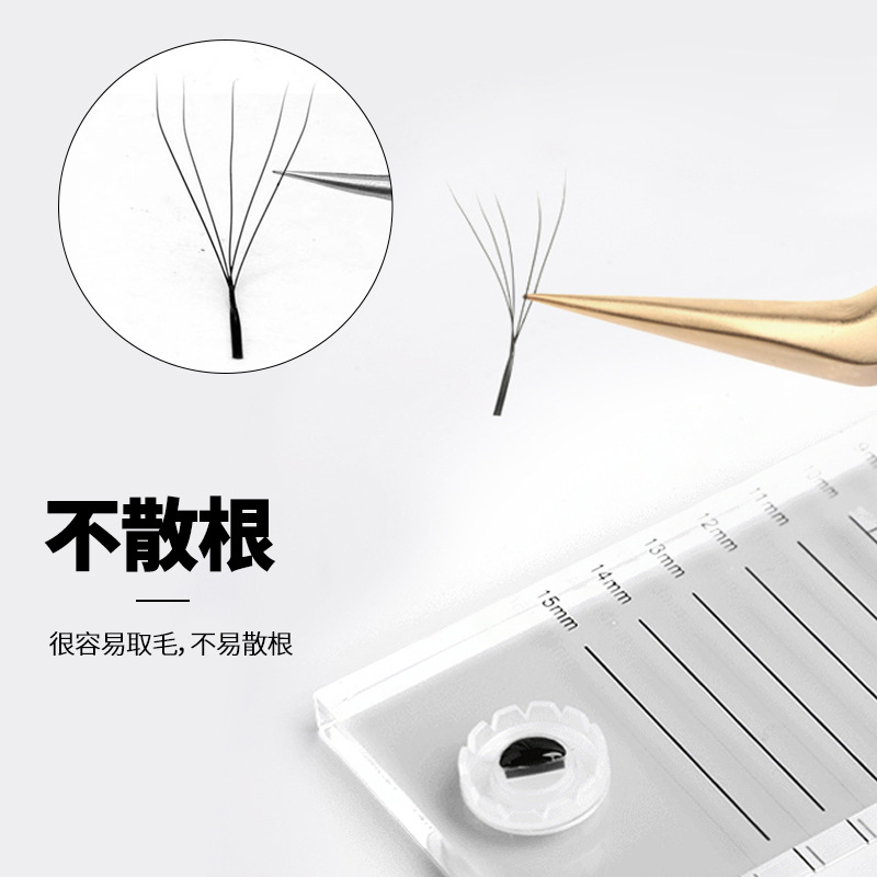 Pestañas de trébol de cinco hojas transfronterizas pestañas falsas rizadas gruesas pestañas postizas raíz natural no dispersa gran capacidad de injerto de floración pestañas al por mayor