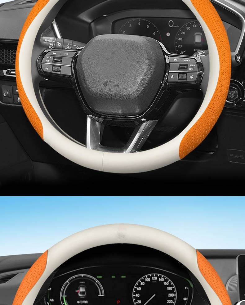 Dropshipping on Aliexpress Temu Car Steering Wheel Cover, Genuine Leather, Non-Slip, Wear-Resistant, Suitable for All Seasons, D-Shaped Handle Cover, Unisex