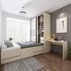 Modern Simple Tatami Bed Wardrobe Integrated Small Apartment Bedroom with sliding door Children's Room Solid Wood Storage Bed