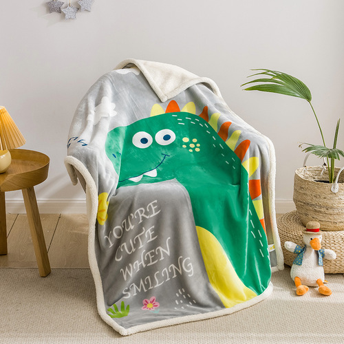 New children's blanket thickened cloud blanket single layer double layer sherpa positioning cartoon blanket baby blanket toddler lunch blanket