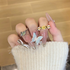 超仙漸變彩色蝴蝶鋯石開口戒指女氣質甜酷百搭個性花朵兔子食指戒