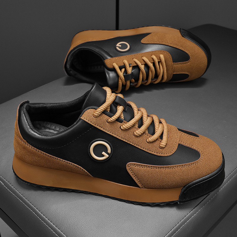 2026 New Men's Shoes, Large Size, Thick-Soled, Trendy, Sporty, Casual, Leather, Non-Slip, Forrest Gump Shoes_vogvips.com