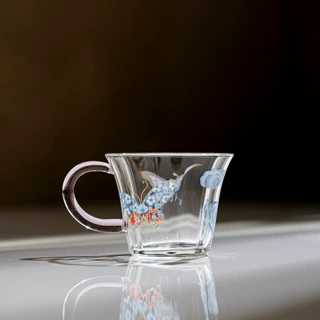 瑞璃云裳蝶梦高颜值手把水杯玻璃杯茶杯杯子耐热家用透明泡茶杯