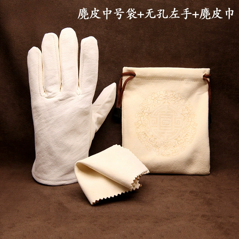 Cotton gloves walnut, storage bag
