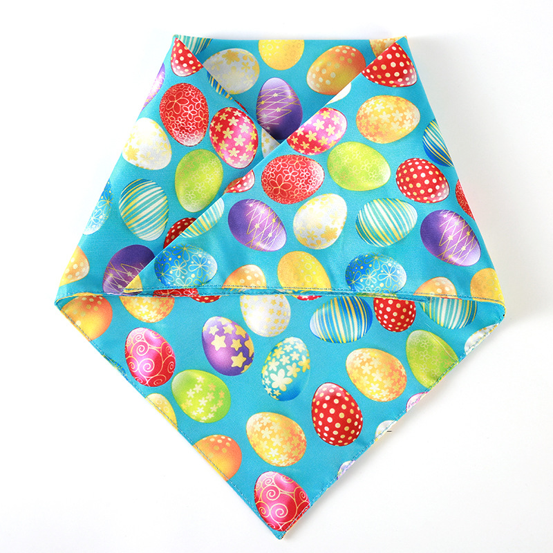 Fábrica transfronteriza Pascua mascota perro triángulo toalla saliva toalla perro bufanda ropa colorido huevo Conejo Pascua