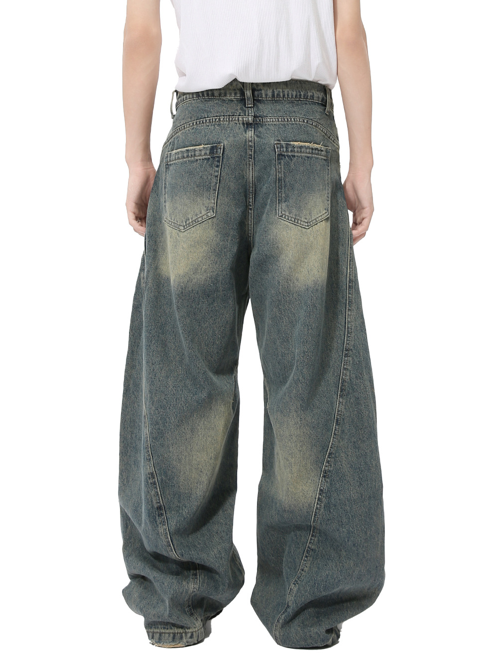 MTLCLOTHES Hombres| Otoño coreano retro hacer viejos chaquetas encapuchadas machetes pantalones lavados con agua conjunto de vaqueros