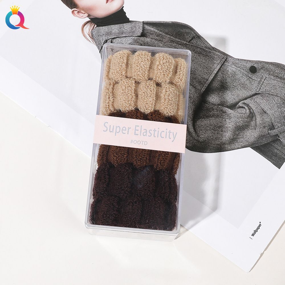 Banda para el cabello anillo de toalla elástico alto banda para el cabello sin costuras gran cabeza gruesa cuerda en caja banda de goma Simple color caramelo verano