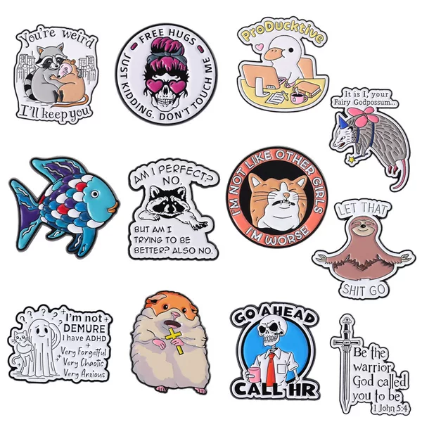 Cross-Border New Style Cute Mouse Brooch Creative Cartoon Funny Animal Series Metal Accessories Badge Wholesale