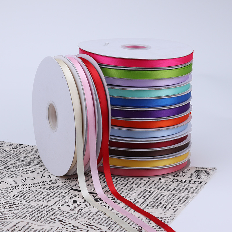1cm de doble cara cinta de poliéster arco DIY cinta boda fresco ramo fruta caja de regalo embalaje color seda cinta ropa