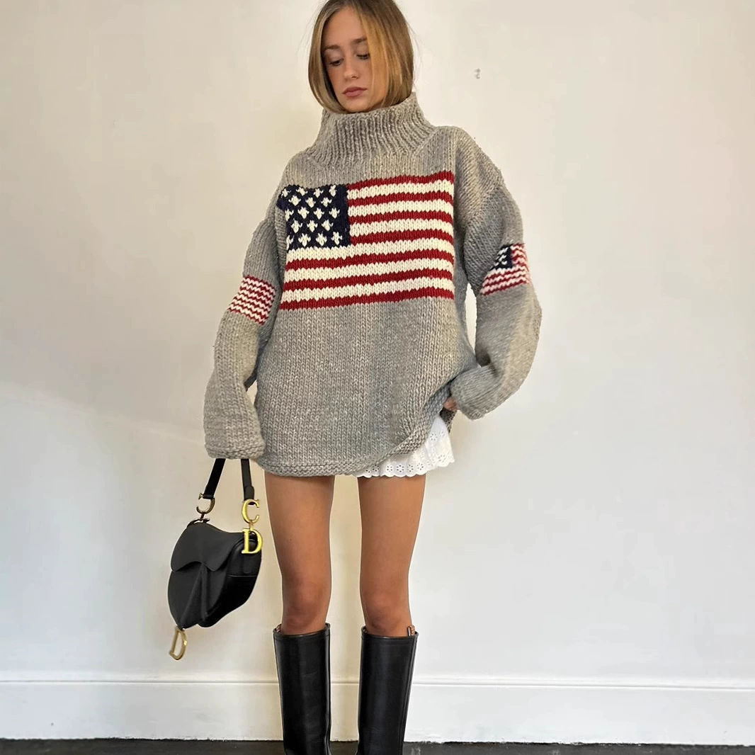 (Cross-border trading), knitted keep warm retro sweater, oversize