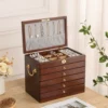 X786-6 walnut color gray velvet with lock and handle (30*20*25CM)