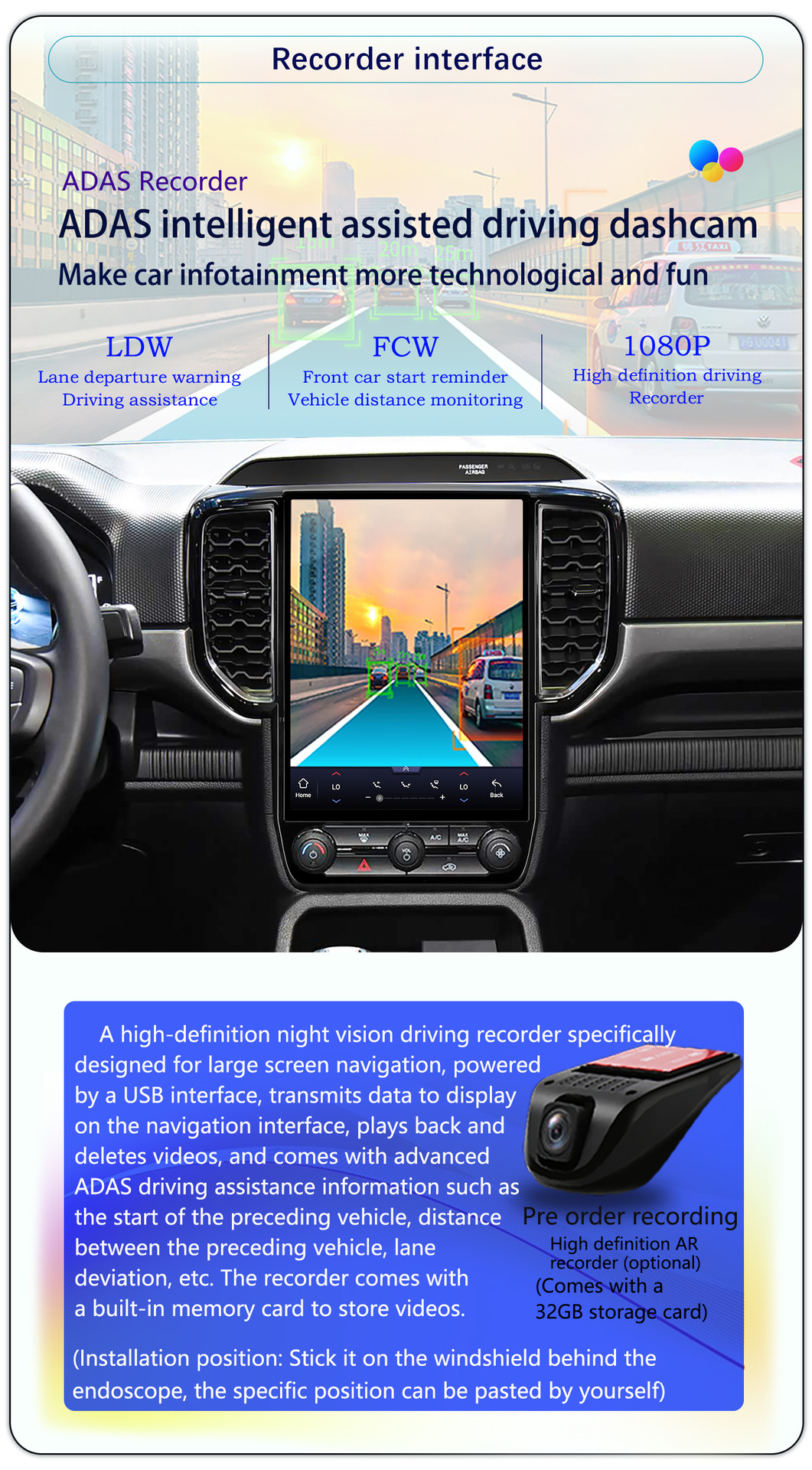 Suitable for 12.1-Inch 19-23 Model Ford Ranger Android Vertical Screen Carplay Navigation 360 Panoramic All-In-One Machine