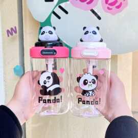 可爱卡通动物大小号泡泡杯自带杯绳携带方便独立公仔硅胶吸嘴水杯