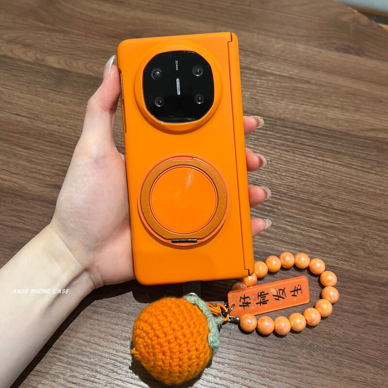 Sunset Orange Good Persimmon Hand Chain Suitable for Huawei Matex 40% off Stacked Screen Phone Case New Rotating Stand X5 Central Axis Protection with Front Frame Matex6 Collector's Edition Ultra-Thin All-Inclusive Anti-Fall Cover
