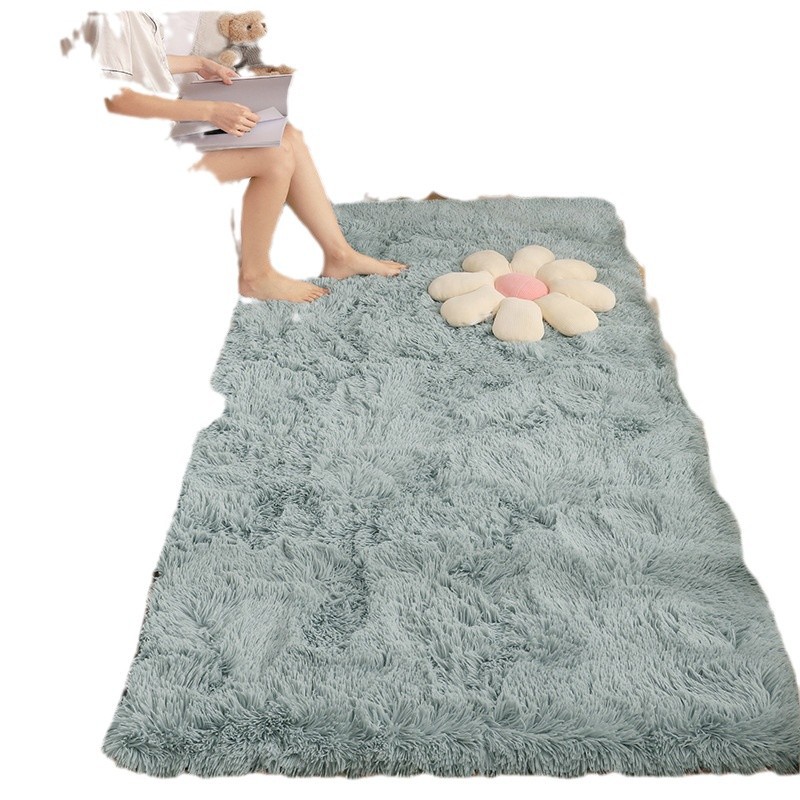 Alfombra teñida de seda sala de estar dormitorio alfombra roja alfombra de cama resistente a la suciedad fácil de cuidar alfombra de pierna alfombra de peluche de color sólido