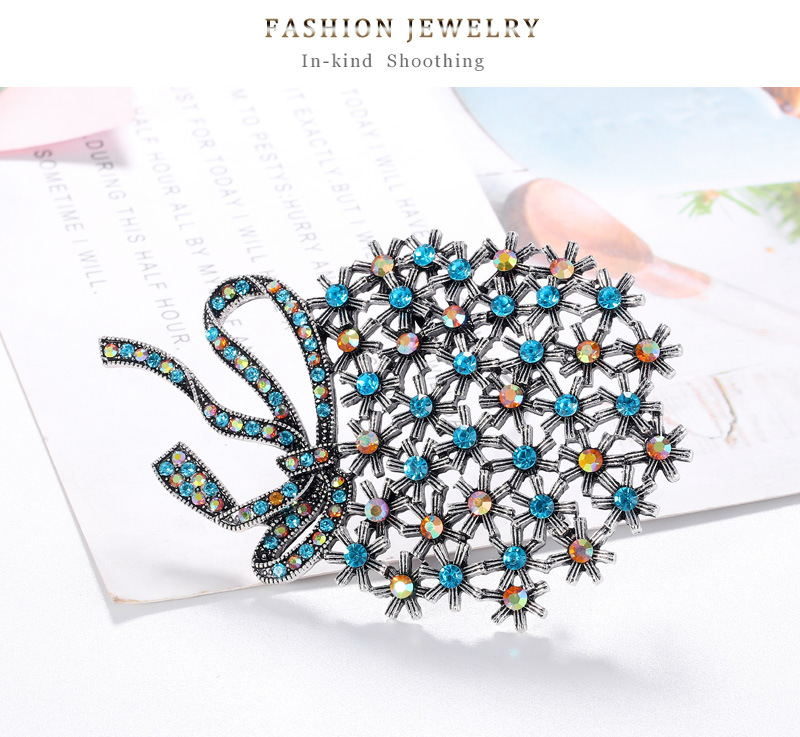 wholesale retro color rhinestone bow knot alloy diamondstudded brooch Nihaojewelrypicture6