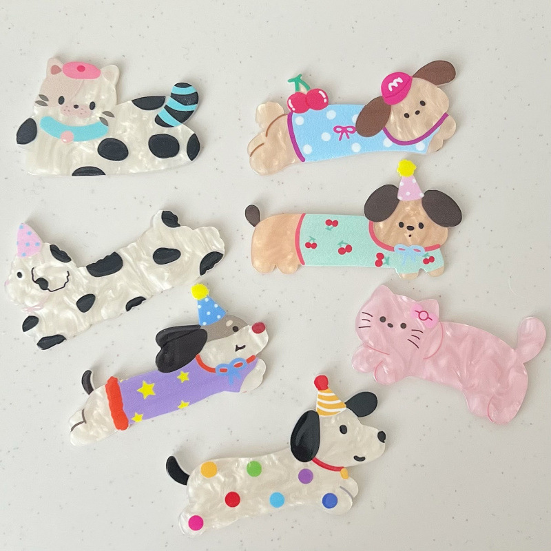 귀여운 만화 파티 강아지와 고양이 액세서리 여성 diy 휴대 전화 케이스 패치 머리핀 머리 장식 나막신 액세서리