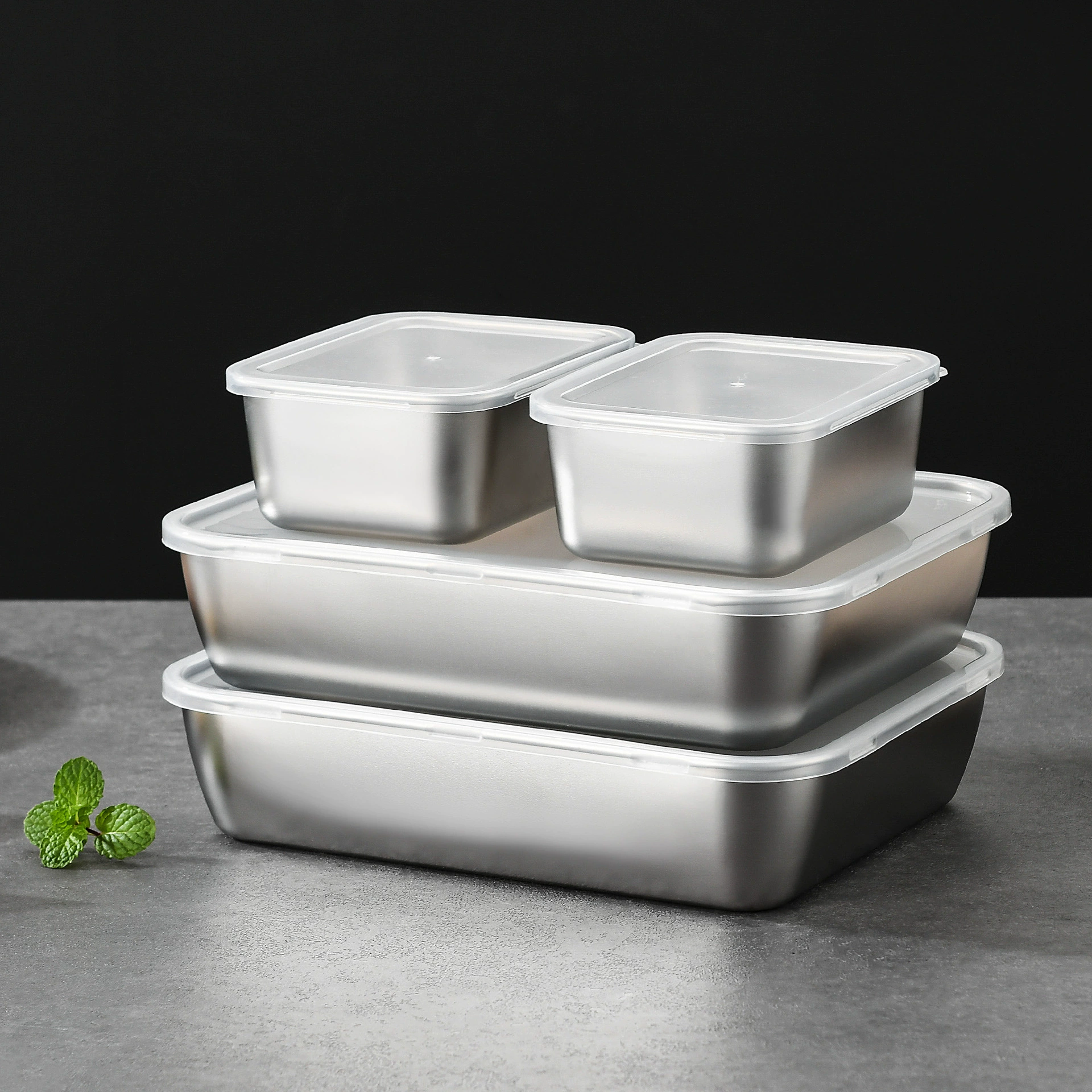 [Свежая коробка с крышкой] Коробка для хранения холодильника из нержавеющей стали