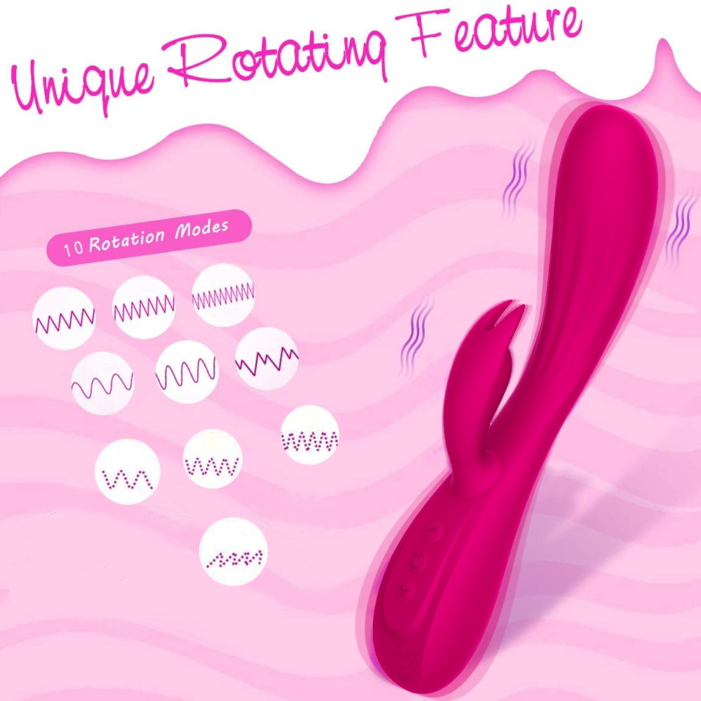 Full Cover Silicone Rabbit Vibrator USB Rechargeable 10 Frequency Dual Motor Massager Adult Sex Toys Wholesale_voghion.com