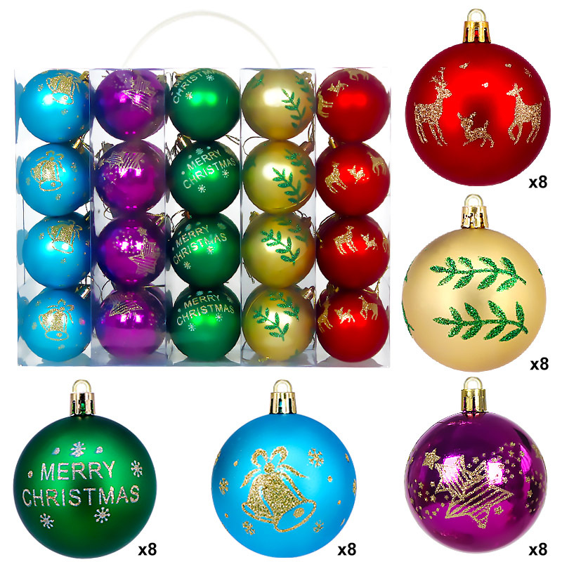 Amazon Cross-border Christmas Ball Set 6CM40 bolas decorativas de Navidad bolas pintadas bolas de plástico galvanizado