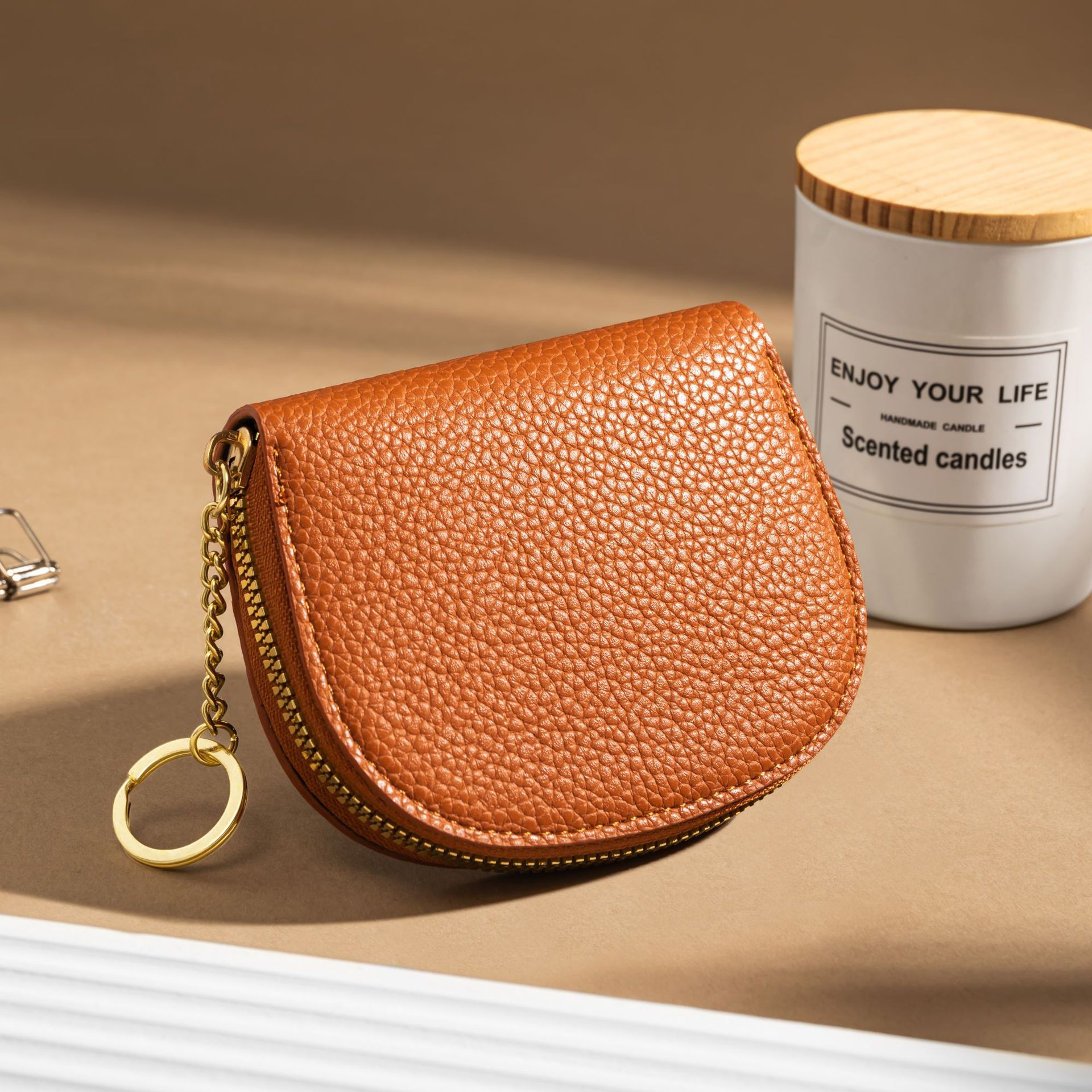 Moda transfronteriza pequeña concha fresca bolsa de tarjetas de órgano semicircular para mujeres tarjetas de gran capacidad bolsa de tarjetas de crédito