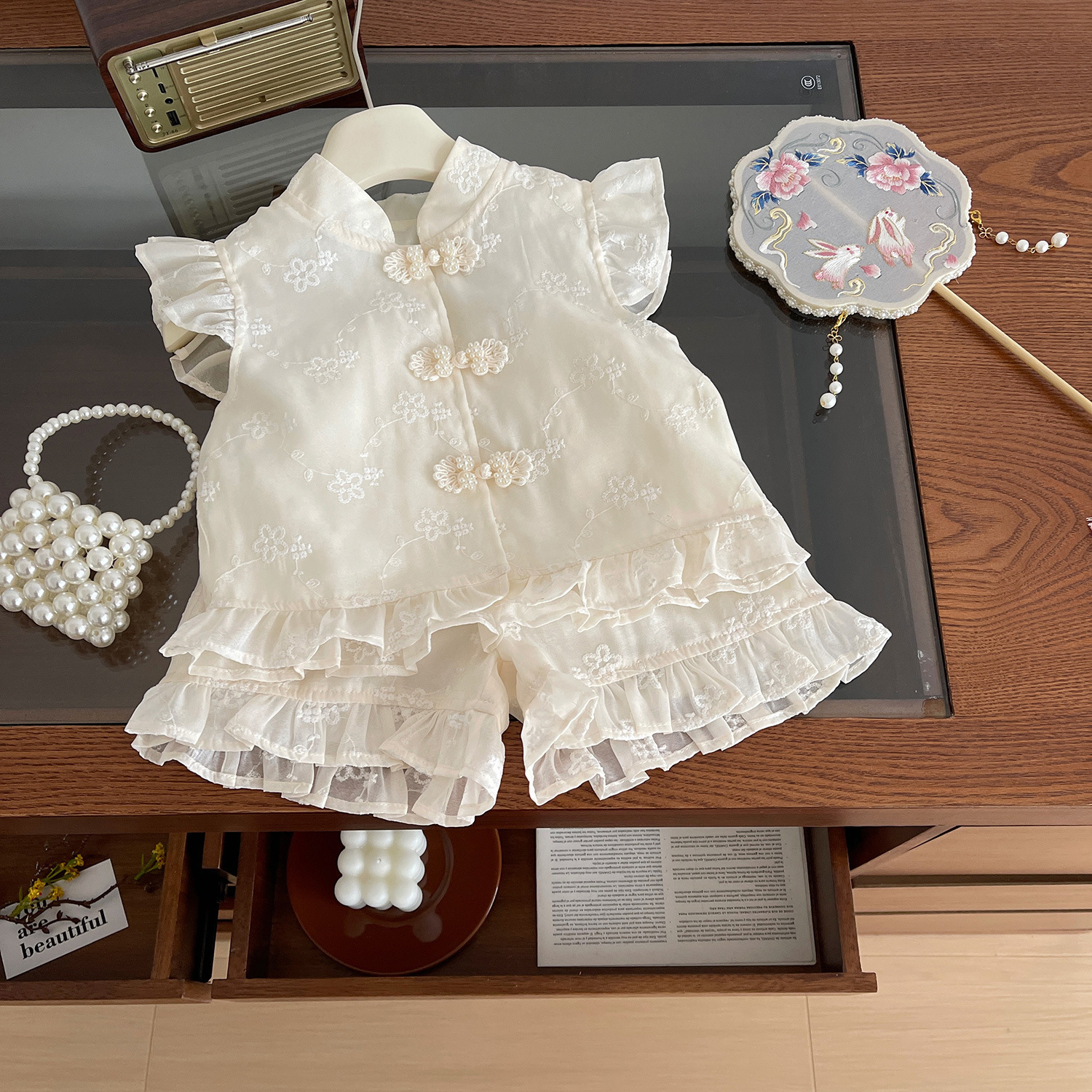 2024 Pantaloni da bambina a maniche corte per neonato, set estivo rinfrescante in due pezzi 24101_voghion.com