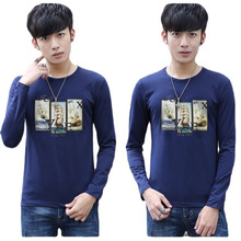 2024江湖地摊货 农村赶集秋季男式打底衫 男装T恤印花纯棉长袖