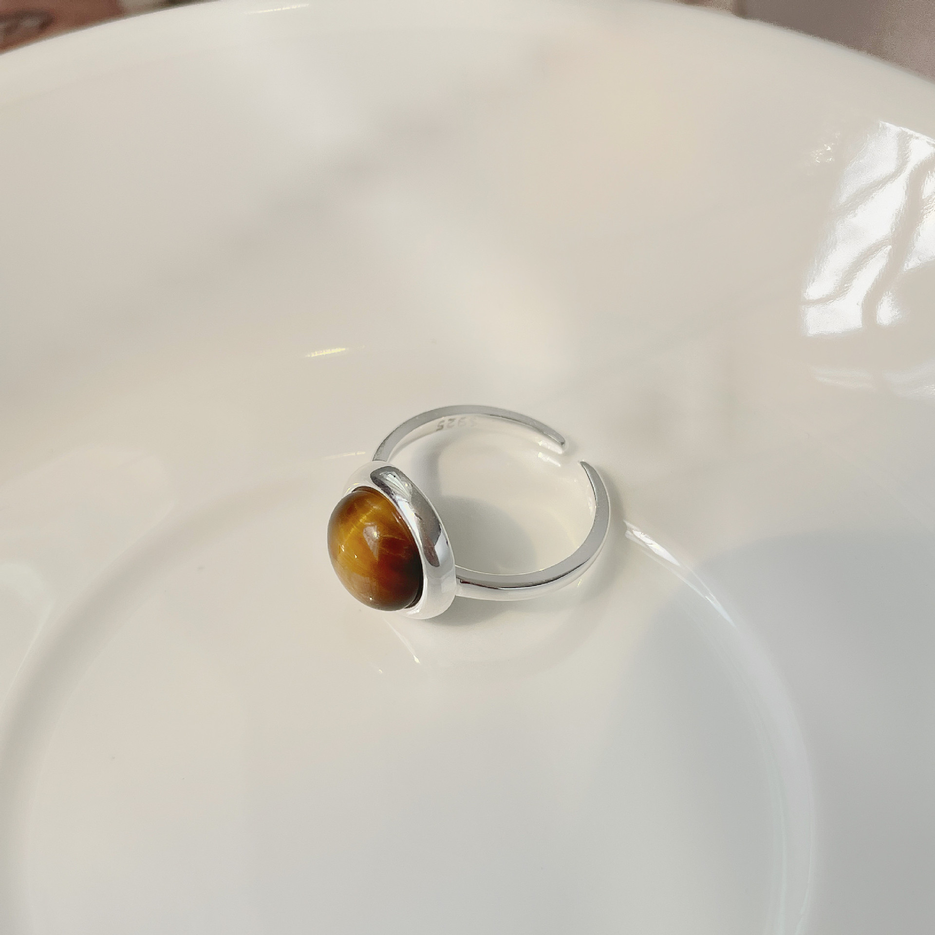 Anello donna occhio di tigre geometrico regolabile impilabile_voghion.com