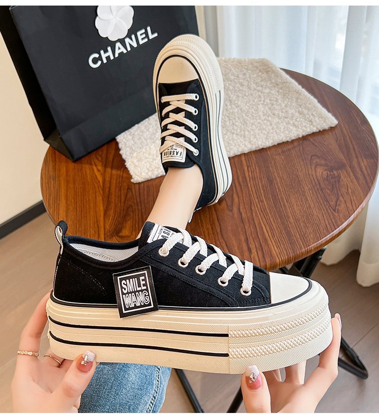 Women's Letter Graphic Platform Canvas Shoes - Image 10