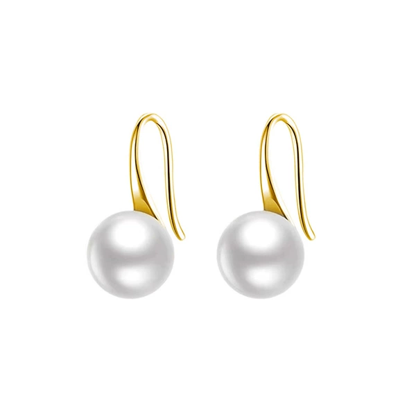 Golden earrings from pearl, silver 925 sample