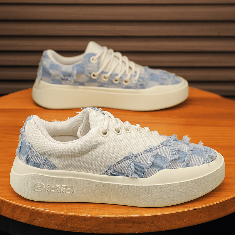 2024 autumn new men's low top canvas shoes Korean style trendy student skateboard shoes live sports casual men's shoes_voghion.com