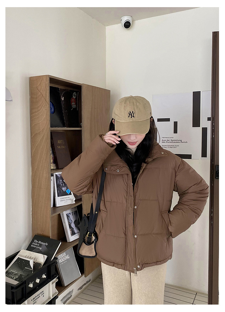 Katoenen jack dames korte 2023 winter nieuwe stijl kleine staande kraag donsjack verdikte katoenen damesjack_voghion.com