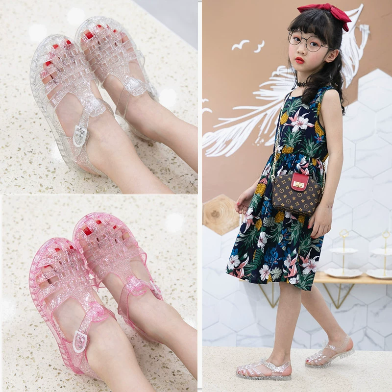 Новые детские сандалии прозрачные туфли 3-9 лет принцессы начальной школы
