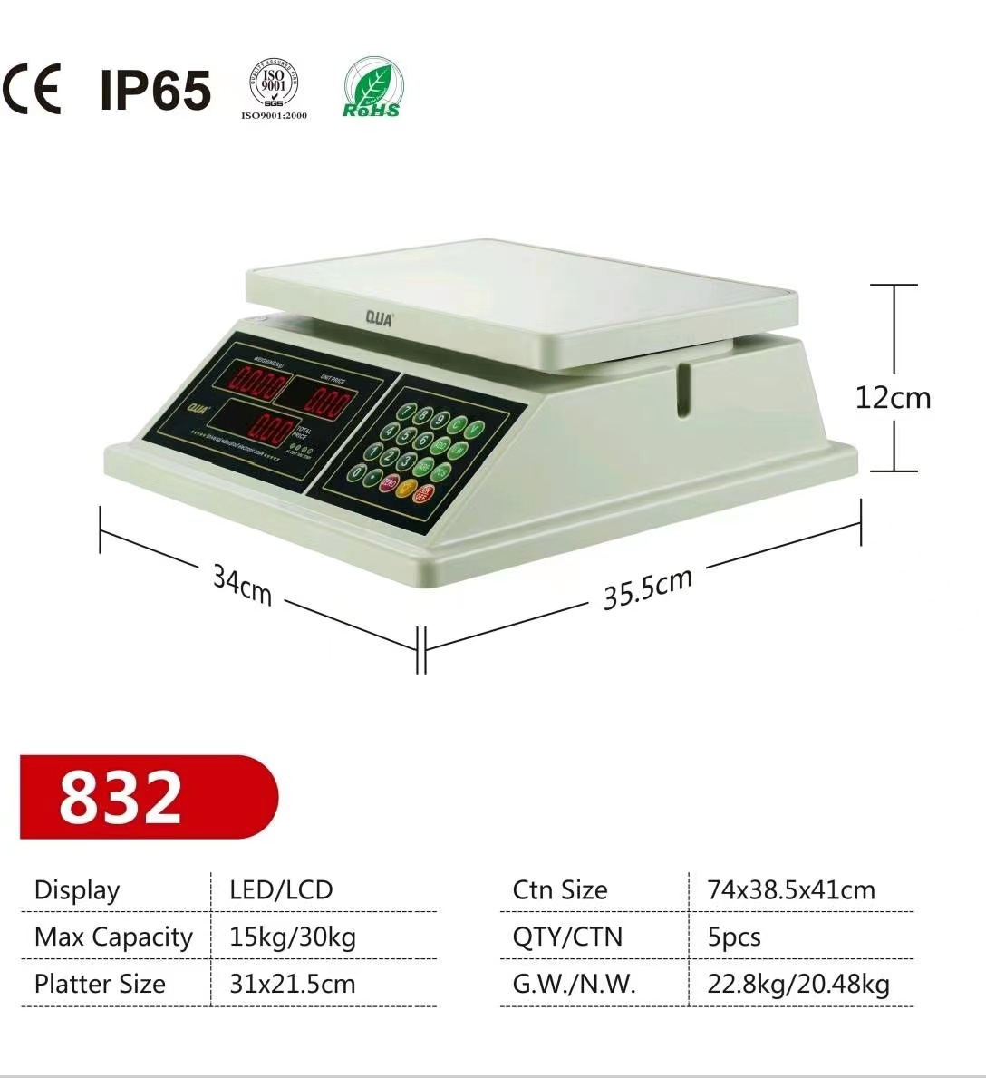 2023 Escala de precios Escala electrónica Escala de mesa Escala de comercio exterior 30 kg