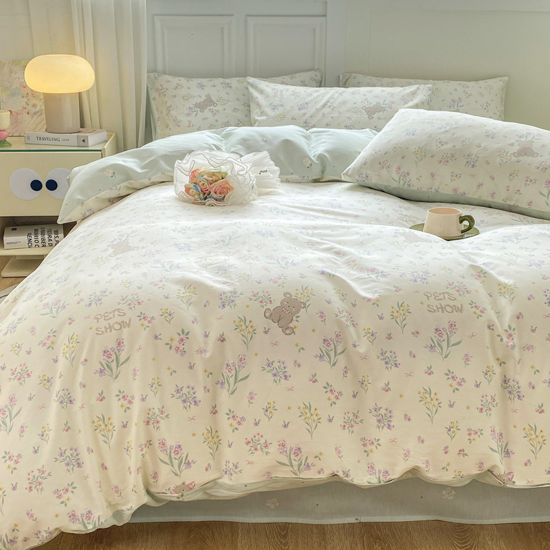 Cuatro piezas de algodón puro fresco de clase madre y niño grado ab cubierta de edredón 40 impresión doméstica de cuatro estaciones