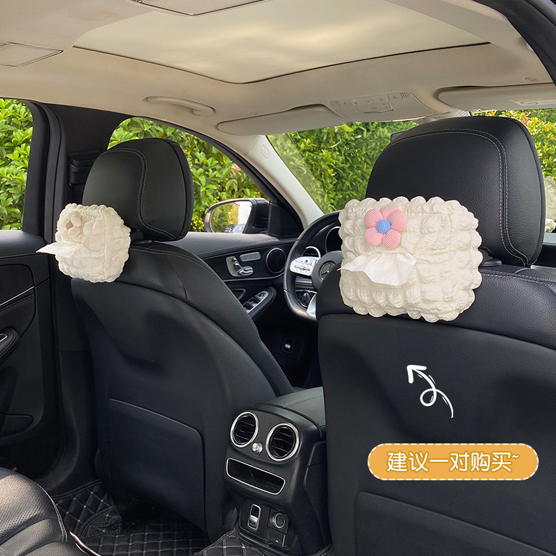 Adornos de accesorios para automóviles 2024 nueva descompresión de flores pequeñas caja de pañuelos para automóviles caja de dibujo suministros de decoración para automóviles