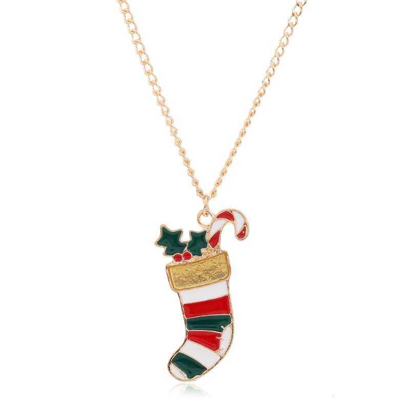 Cartoon Style Christmas Tree Santa Claus Alloy Stoving Varnish Unisex Pendant Necklace 1 Piece