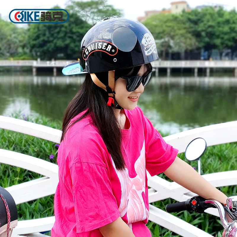Riding Ke chica Linda gorra de béisbol casco de coche eléctrico motocicleta Scoop casco Four Seasons universal Harley casco retro medio casco