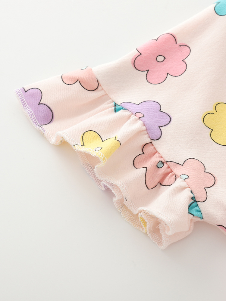 Malwee transfronterizo vestido de niña de verano nuevo estilo extranjero de niña impresión de cuello redondo de manga corta para niños europeos y estadounidenses