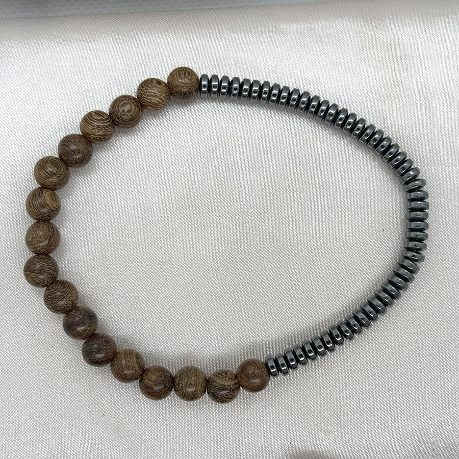 1 Piece Quantity Holiday Occasion Wood Material Retro Round Wood Round Men's Bracelets Men Beaded Bracelets