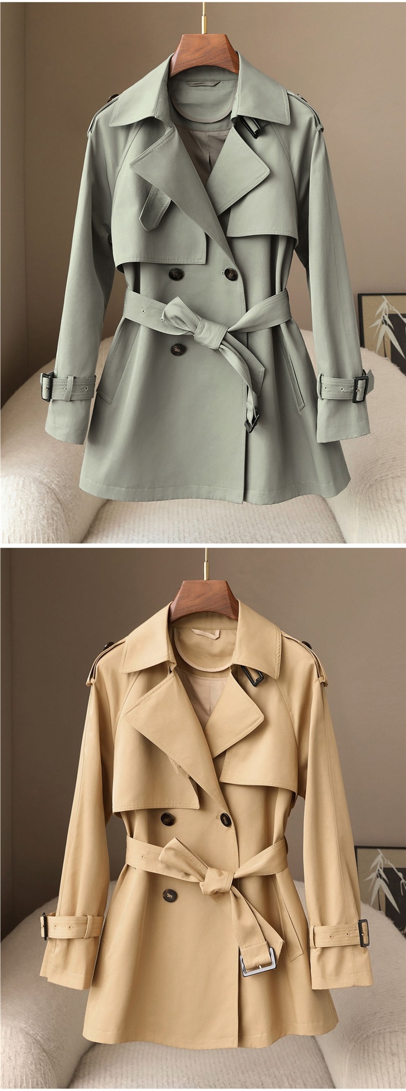 Trench mujer estilo coreano entallado primavera otoño trendy_voghion.com