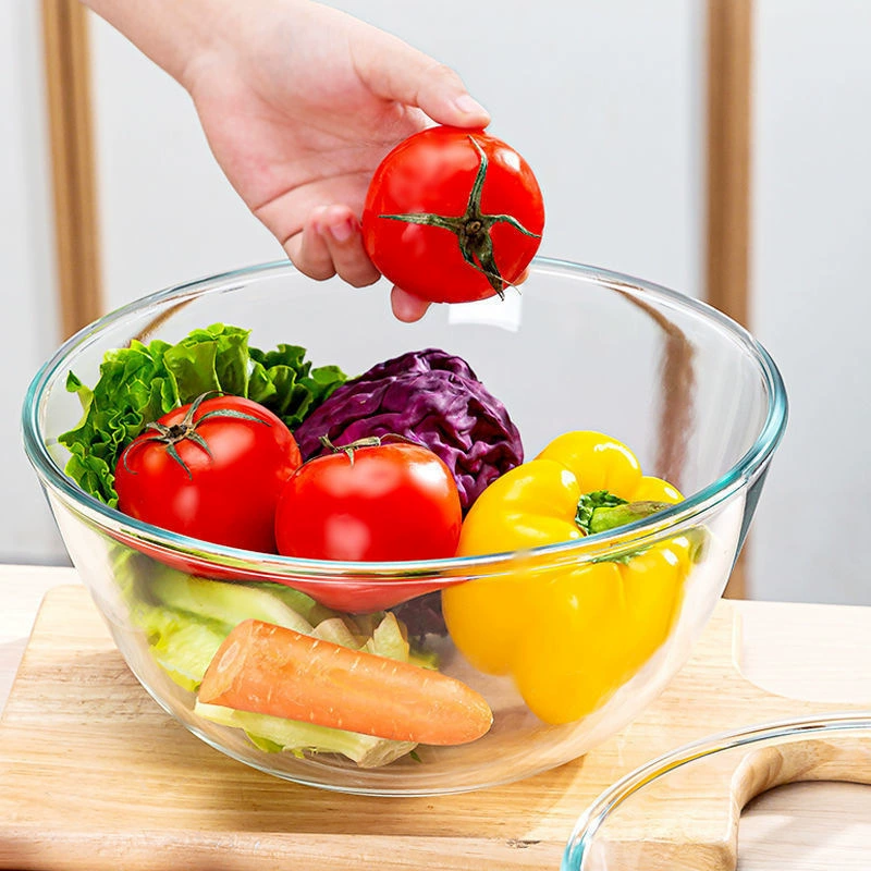 Оптовые прозрачные утолщенные стеклянные миски для домашнего использования, устойчивые к высоким температурам, пригодные для использования в микроволновой печи, салатницы, миски для лапши быстрого приготовления для студентов и миски для теста.