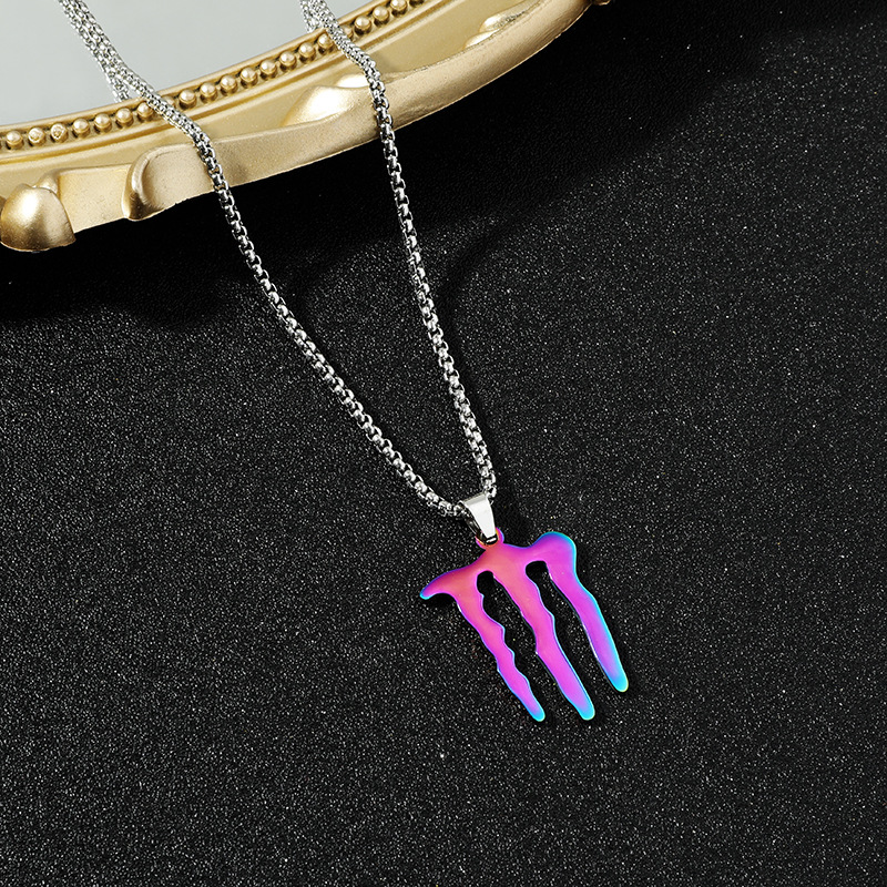 European and American color monster claw pendant hip hop stainless steel necklace