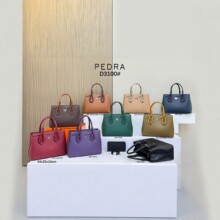 PEDRA新款女士斜挎包时尚百搭单肩手提包复古撞色通勤托特包女包
