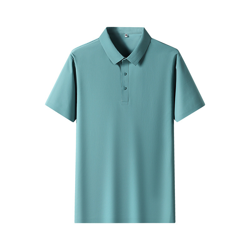 2025 新しいルーズ夏のファッション Tシャツメンズビジネスアイスシルク半袖ラペルシームレスラミネートポロシャツ|undefined