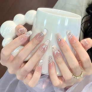 2025 Summer Designer Butterfly Fairy Fingertip Fantasy Galaxy High-End Light Luxury Handmade Wearable Nail Finished Product