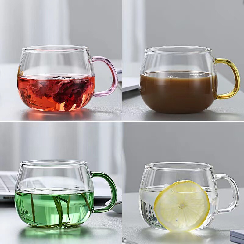 Thickened Glass Household Color Set with Handles High Temperature Resistant Drinking Cup Women's Transparent Beverage Milk Coffee Cup Thickened Glass Household Color Set with Handles High Temperature Resistant Drinking Cup Women's Transparent Beverage Milk Coffee Cup