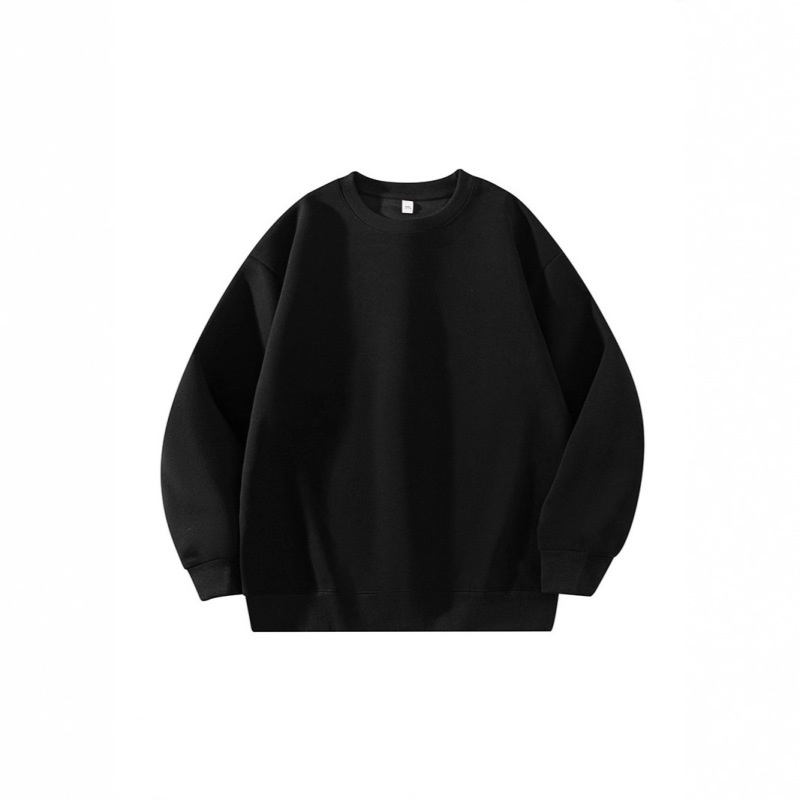 Samurai Black Heavyweight Round Neck Sweatshirt Men's Pullover Long-Sleeved Versatile Loose Casual Top Women's Autumn and Winter Pure Color Bottoming Shirt