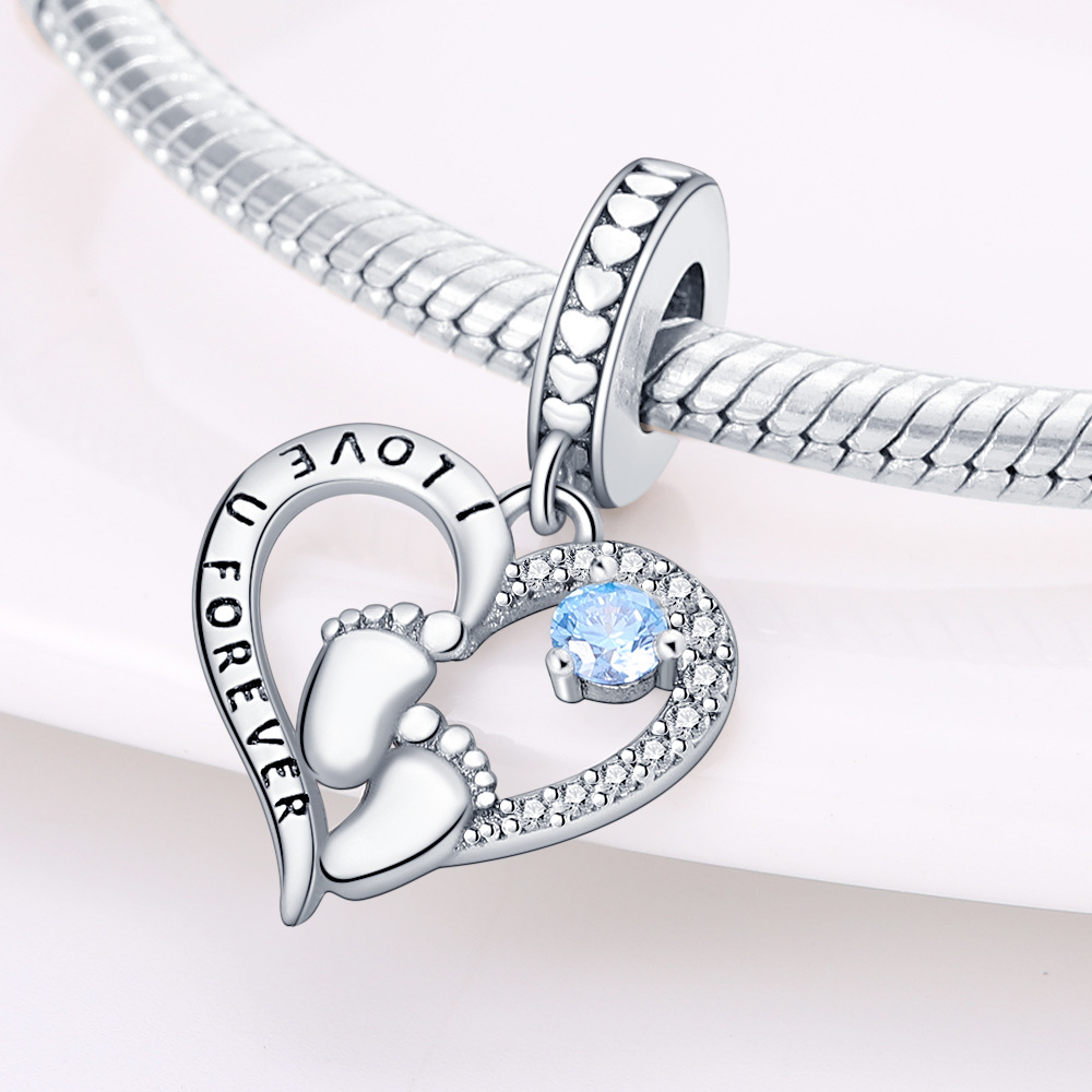 Wholesale European And American Amazon Hot Silver Plated Mother's Day Heart-Shaped Blessing Pendant Birthday Gift Diy Ornament Accessories display picture 41